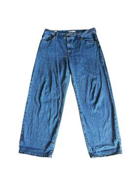 Levis Premium Baggy Dad Jeans Womens 31 Blue Medium Wash High Rise Denim Wide